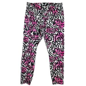 Under Armour HeatGear Compression Leggings Pink Black White Print LG